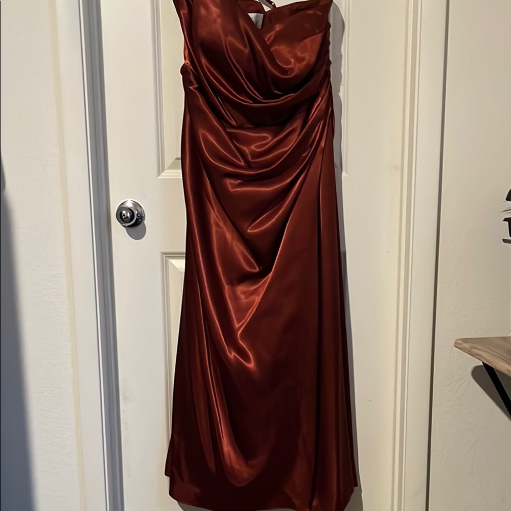 Elegant Satin Evening Dress in Rich Brown